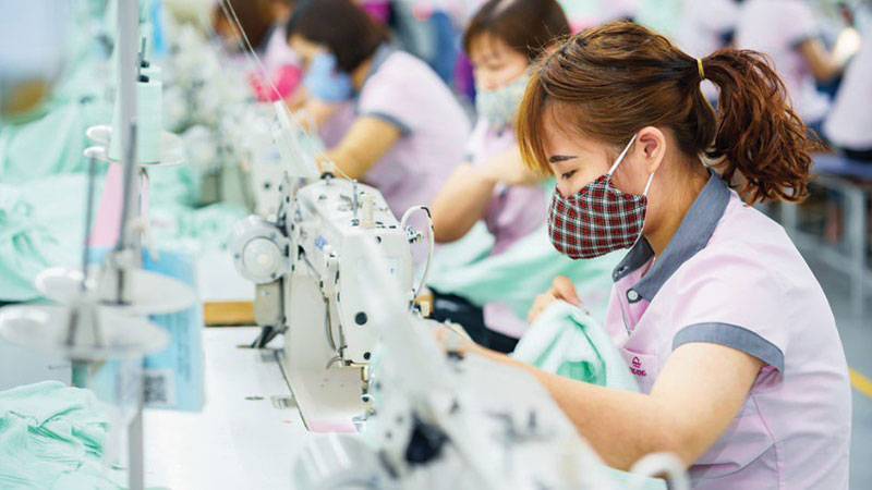 Garment production in Song Hong factory in Vietnam