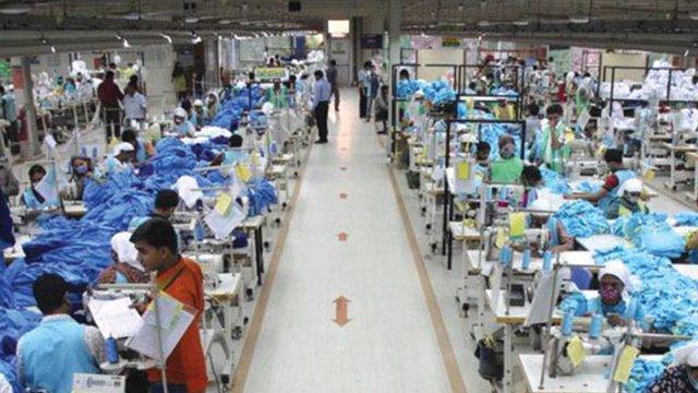 Garment production floor in Bangladesh