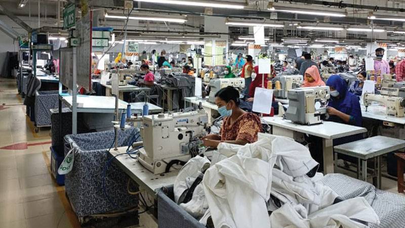 Garment production floor of Paddock's Jeans in Bangladesh
