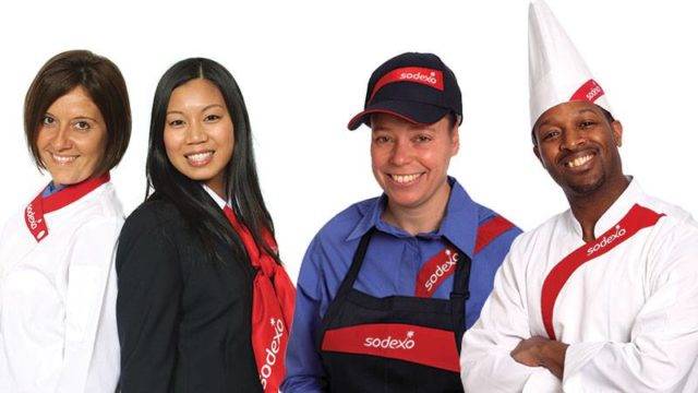 Professionals wearing Sodexo uniforms